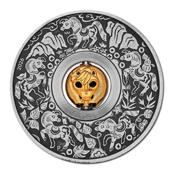 Tuvalu 2026 Year of the Horse Rotating Charm 1oz Silver Antiqued