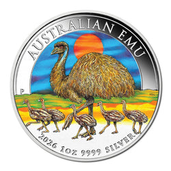 2026 Australian Emu Coloured 1oz Silver Coin