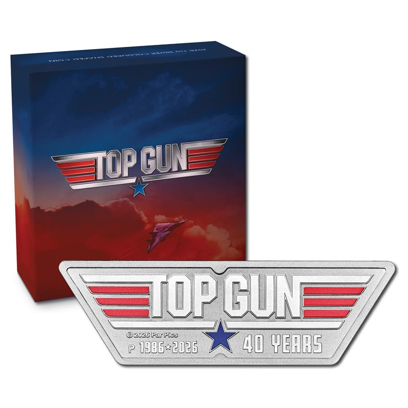 Tuvalu 2026 40 Years of Top Gun Logo Shaped 1oz Silver Coloured