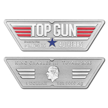 Tuvalu 2026 40 Years of Top Gun Logo Shaped 1oz Silver Coloured
