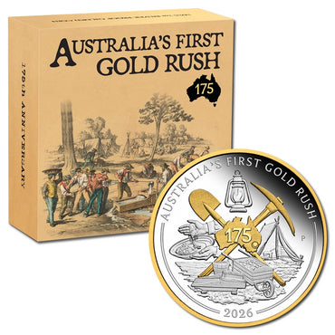 2026 Australia's First Gold Rush 175th Anniversary Gilded 1oz Silver Proof