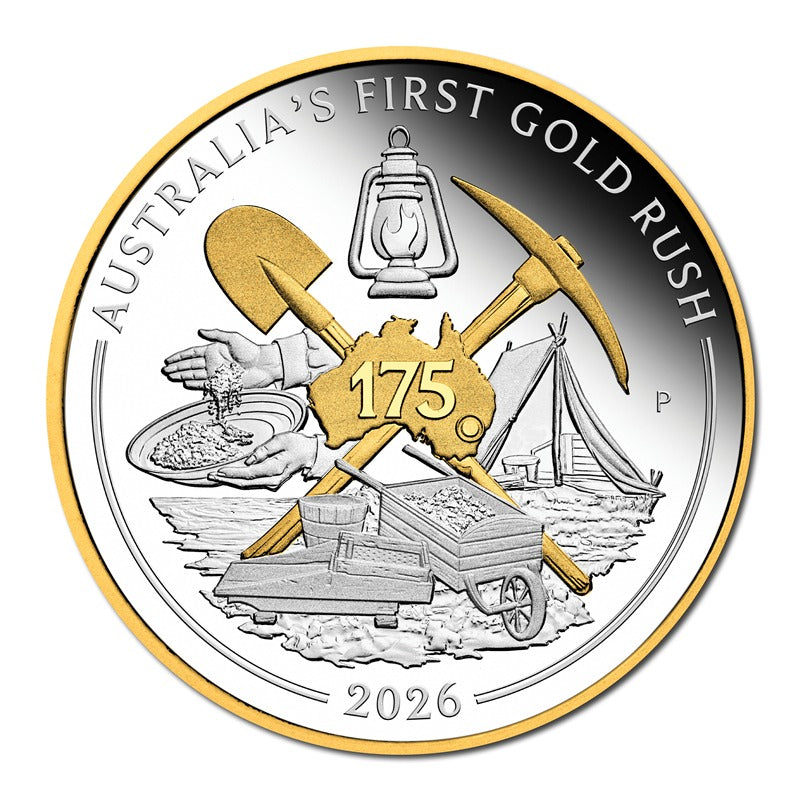 2026 Australia's First Gold Rush 175th Anniversary Gilded 1oz Silver Proof