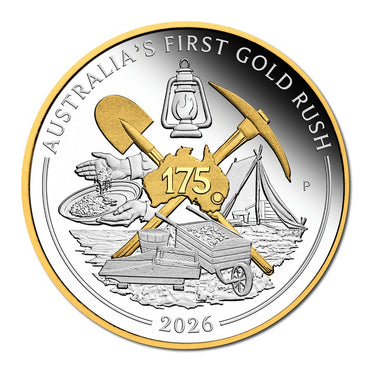 2026 Australia's First Gold Rush 175th Anniversary Gilded 1oz Silver Proof