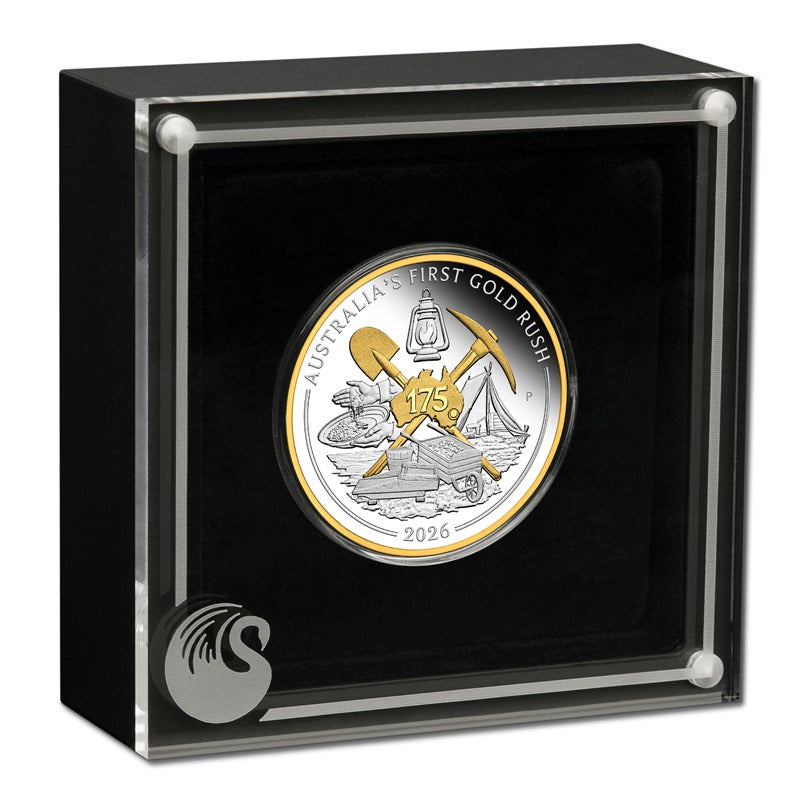 2026 Australia's First Gold Rush 175th Anniversary Gilded 1oz Silver Proof