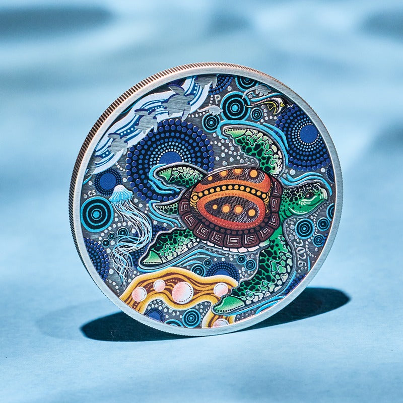 2026 Turtle Yaunati 2oz Silver Antiqued Coloured Coin - LIMIT 2