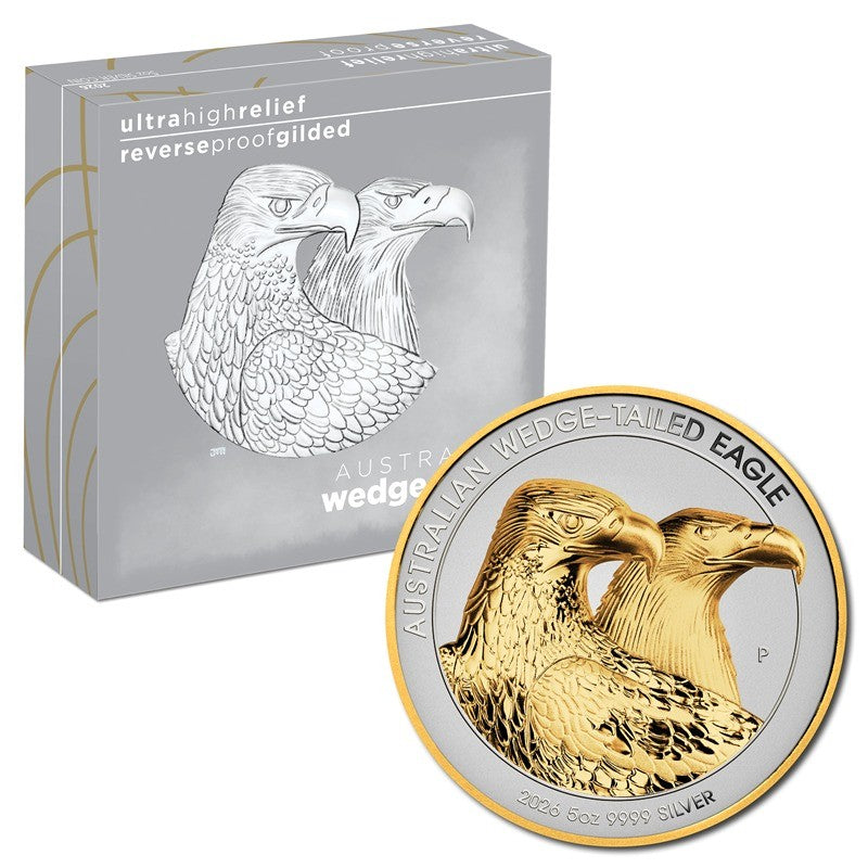 2026 Australian Wedge-Tailed Eagle Gilded 5oz Silver Reverse Proof Ultra High Relief