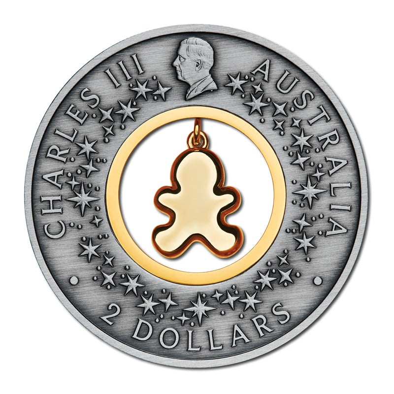 2026 Gingerbread Christmas Antiqued 2oz Silver