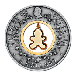 2026 Gingerbread Christmas Antiqued 2oz Silver