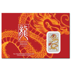 2026 Golden Dragon Rectangular Coloured 1oz Silver