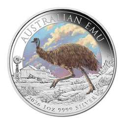 2026 Australian Emu Coloured 1oz Silver