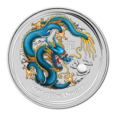 2012 Year of the Dragon Coloured 1oz Silver Proof - Sydney ANDA