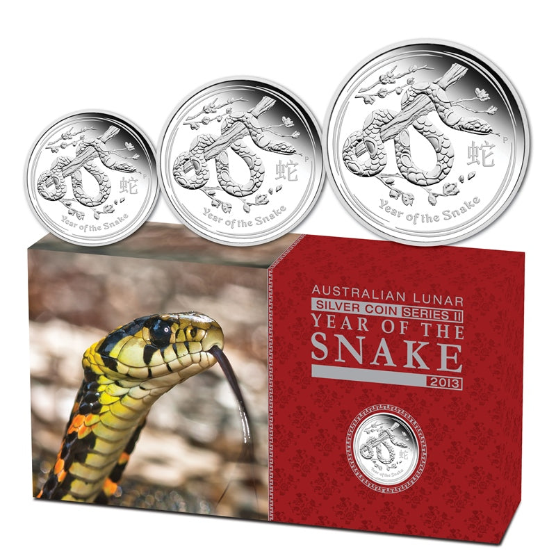 2013 Year of the Snake 3 Coin Silver Proof Set