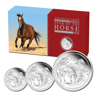 2014 Year of the Horse 3 Coin Silver Proof Set