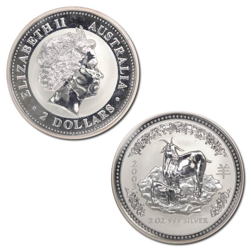 2003 Year of the Goat 2oz Silver UNC