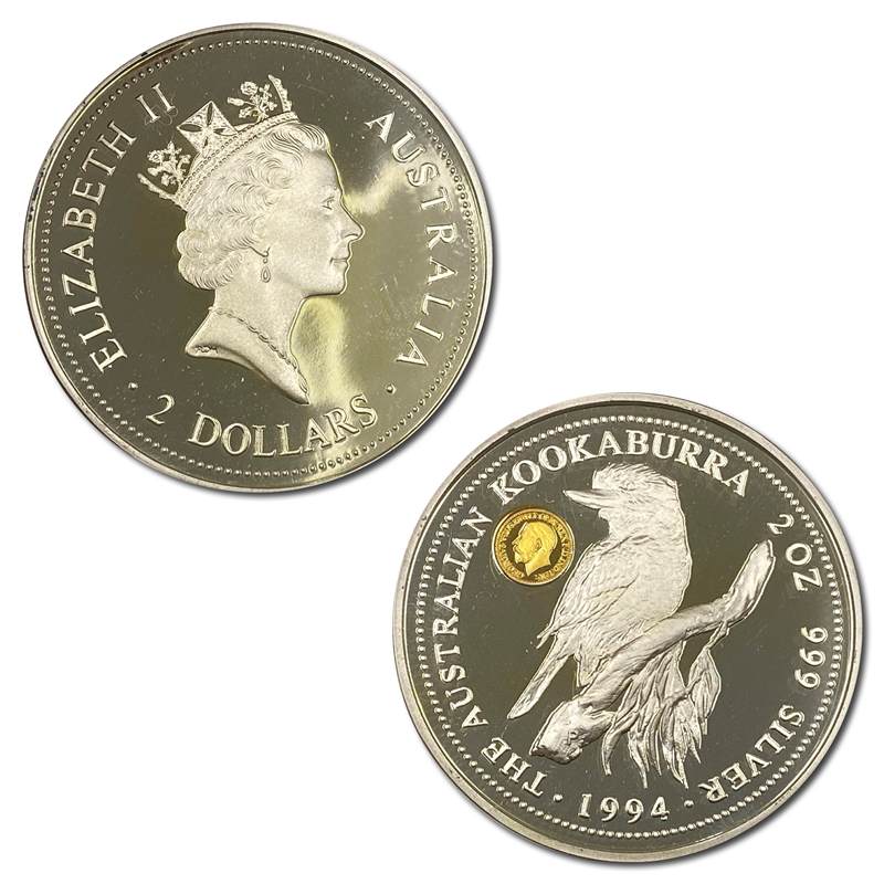 1994 Kookaburra 2oz Silver Proof - King George V Gold Privy Mark