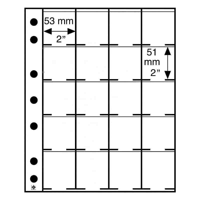 Grande Stock Sheets 20 Pockets for Coin Holders M.R.Roberts