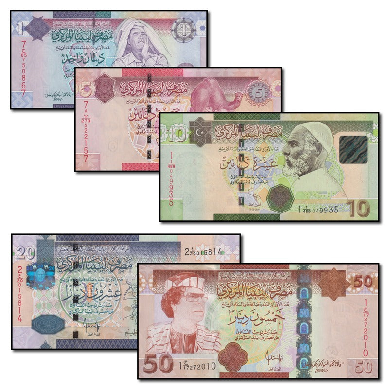 Libya 2008-2011 1-50 Dinars Set of 5 CFU