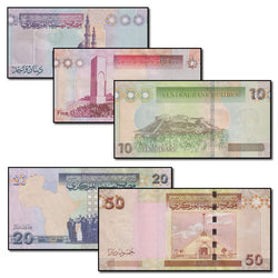 Libya 2008-2011 1-50 Dinars Set of 5 CFU
