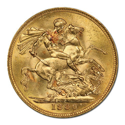 1880 Melbourne Gold Sovereign St George PCGS MS63