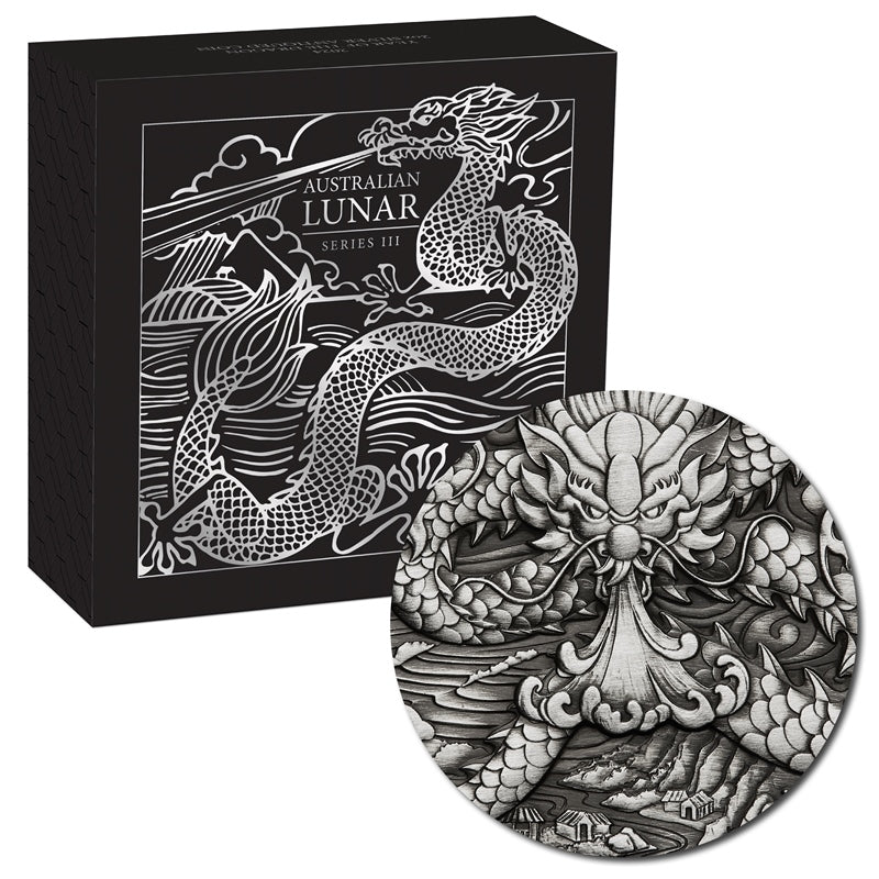 2024 Year of the Dragon 2oz Silver Antiqued - LIMIT 1