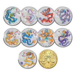 2024 Year of the Dragon 1/2oz Silver 10 Coin Set