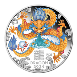 2024 Year Of The Dragon Coloured 1oz Silver Proof - LIMIT 1