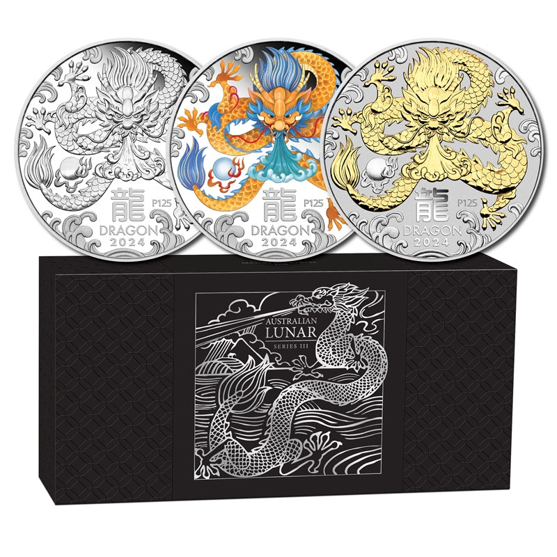 2024 Year of the Dragon 3 Coin Silver Set – M.R.Roberts - Wynyard