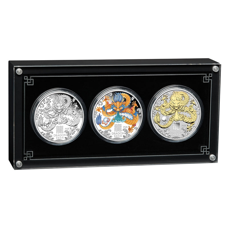 2024 Year of the Dragon 3 Coin Silver Set