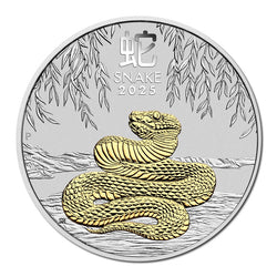 2025 Year Of The Snake Gilded 1oz Silver