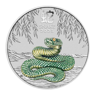 2025 Year of the Snake 1oz Silver Green Coloured Coin - ANDA Melbourne
