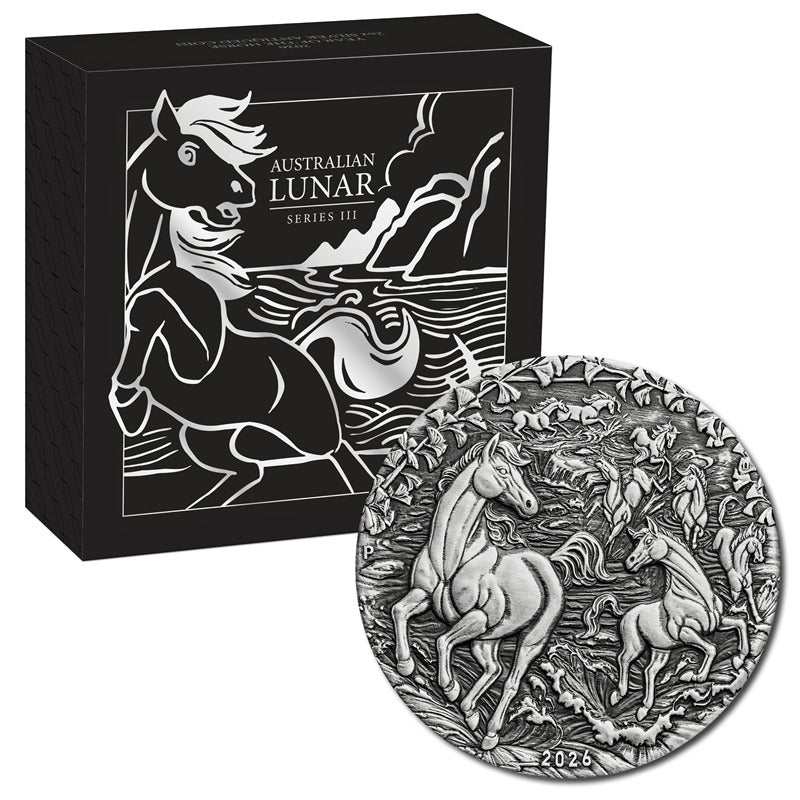 2026 Year of the Horse 2oz Silver Antiqued