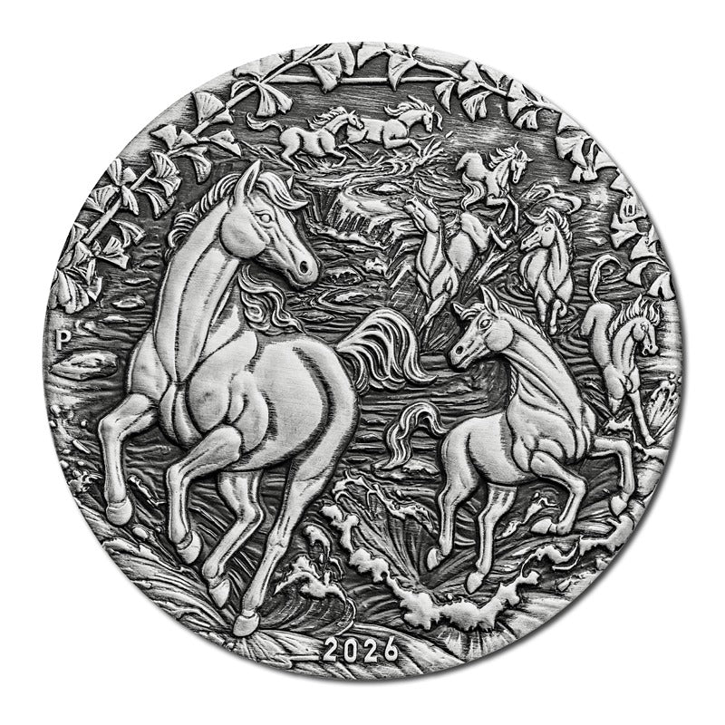 2026 Year of the Horse 2oz Silver Antiqued