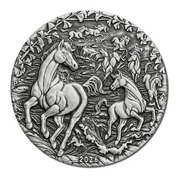 2026 Year of the Horse 2oz Silver Antiqued