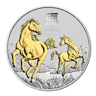 2026 Year of the Horse Gilded 1oz Silver