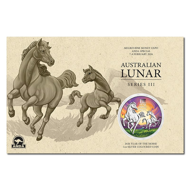 2026 Year of the Horse Coloured 1oz Silver - Melbourne ANDA Expo - PRE-ORDER