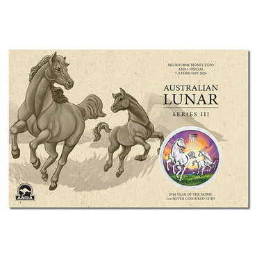 2026 Year of the Horse Coloured 1oz Silver - Melbourne ANDA Expo - PRE-ORDER