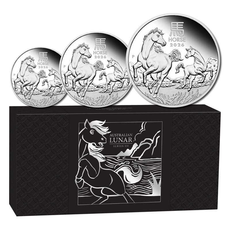 2026 Year of the Horse Three Coin Silver Proof Set