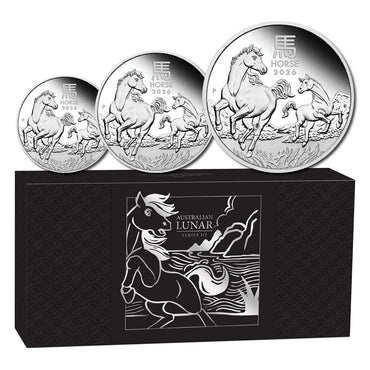 2026 Year of the Horse Three Coin Silver Proof Set