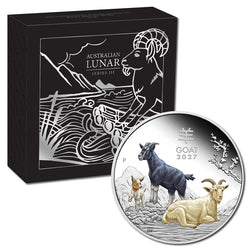 2027 Year of the Goat Coloured 1oz Silver Proof