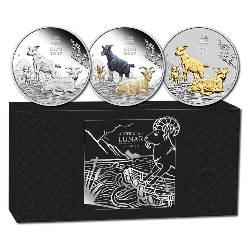 2027 Year of the Goat 1oz Silver Trio Set