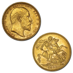 1902-1910 Perth Gold Sovereign 9 Coin Collection