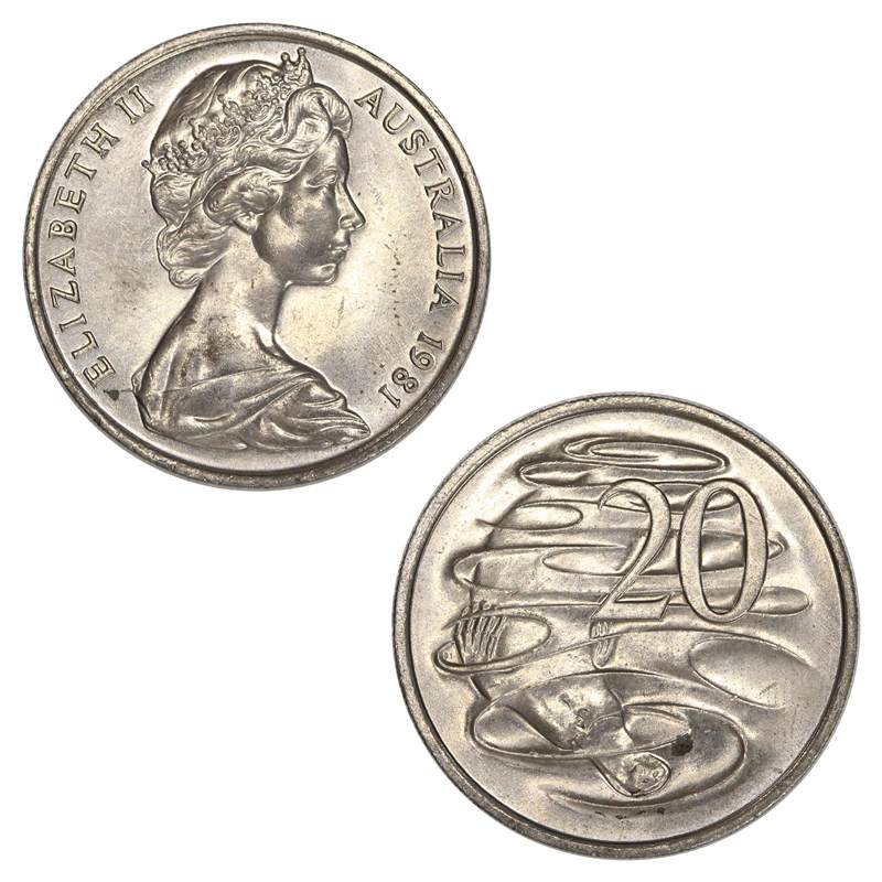 20c 1981 Ottawa, Canadian Mint Variety 3 1/2 Claw UNC