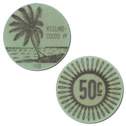 Keeling Cocos Islands 1968 50 Cents Aqua Plastic Token