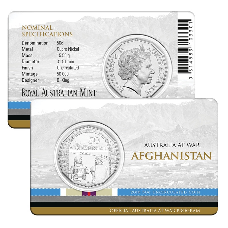 50c 2014-2016 Australia at War Complete 18 Coin Set in Album