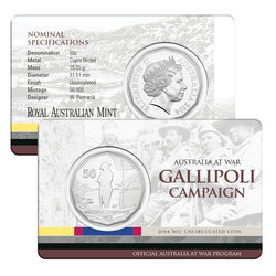 50c 2014-2016 Australia at War Complete 18 Coin Set in Album