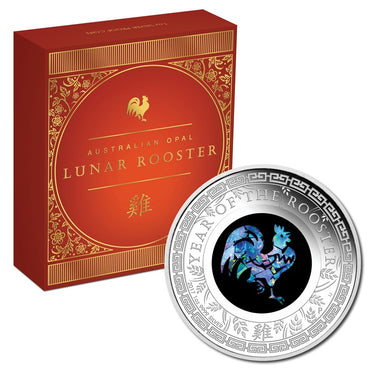 2017 Australian Opal Lunar Rooster 1oz Silver Proof