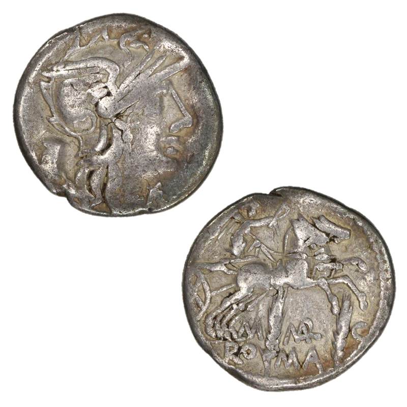 Roman Republican, M.Marcius Mn.f 134BC Silver Denarius