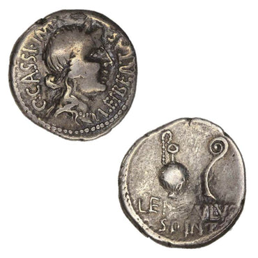 Roman C.Cassius Longinus & Lentulus Spinther 43-42BC Silver Denarius