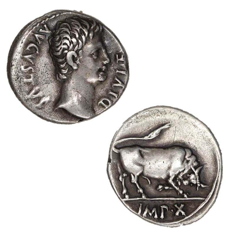 Ancient Rome Augustus 27BC-14AD Silver Denarius VF+
