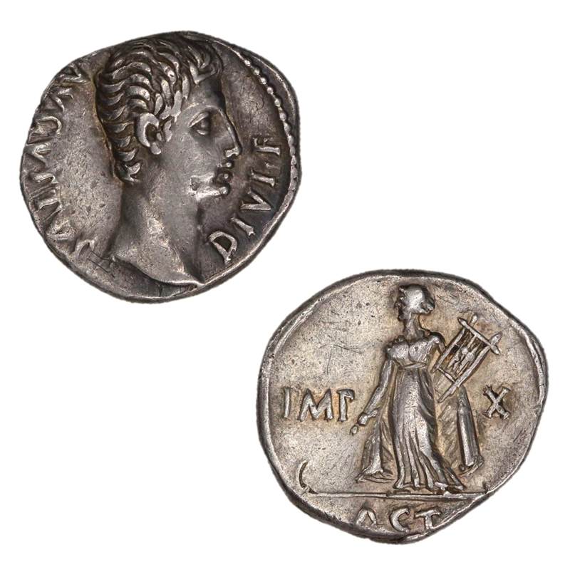 Ancient Rome Augustus 27BC-14AD Silver Denarius VF+